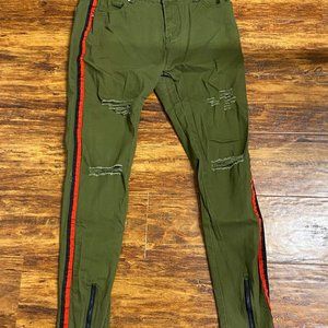 katside men's slim fit stretch destroyed skinny denim holes jeans size 34 pre ow